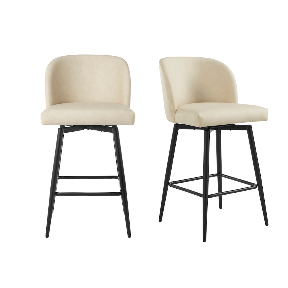 Rhythm Upholstered Counter Height Stool, 360° Swivel, Set of 2, Beige. Picture 1