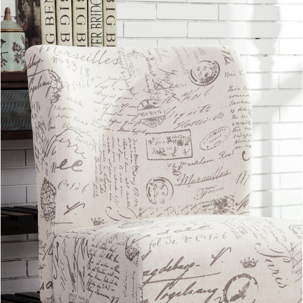 Capa English Letter Print Fabric Armless Contemporary Accent Chair. Picture 6