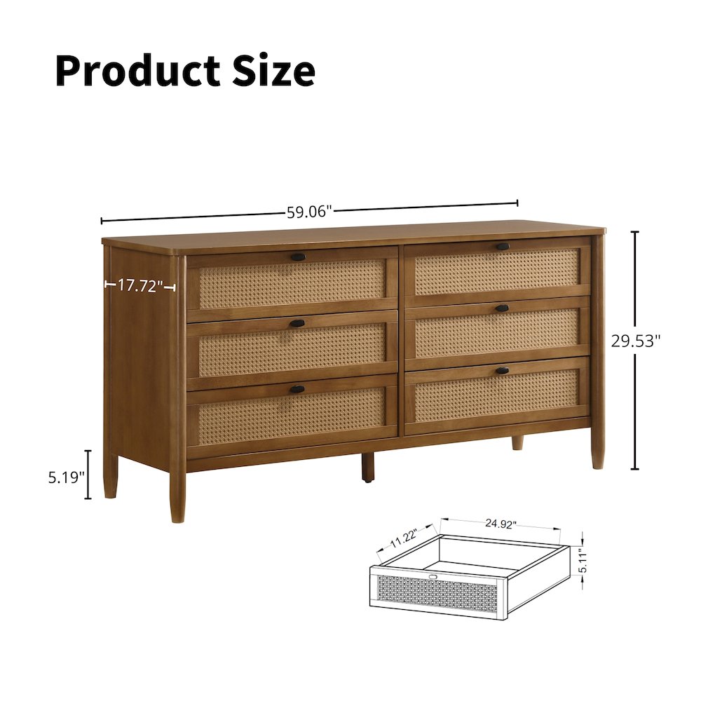 Vichy 6-Pc Bedroom Set with Queen Bed, Dresser, Mirror, 2 Nightstands, Chest. Picture 12