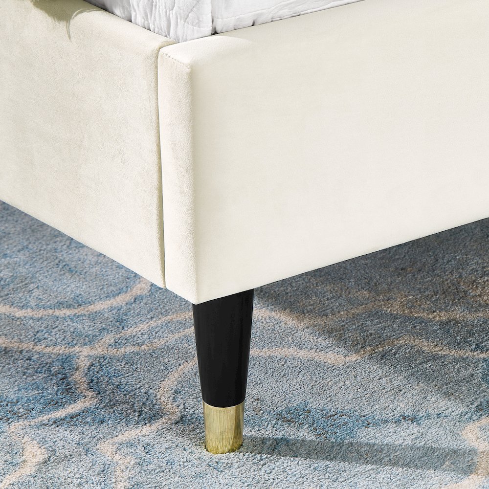 Rozitta Beige Velvet Wingback Platform Bed, Queen. Picture 6