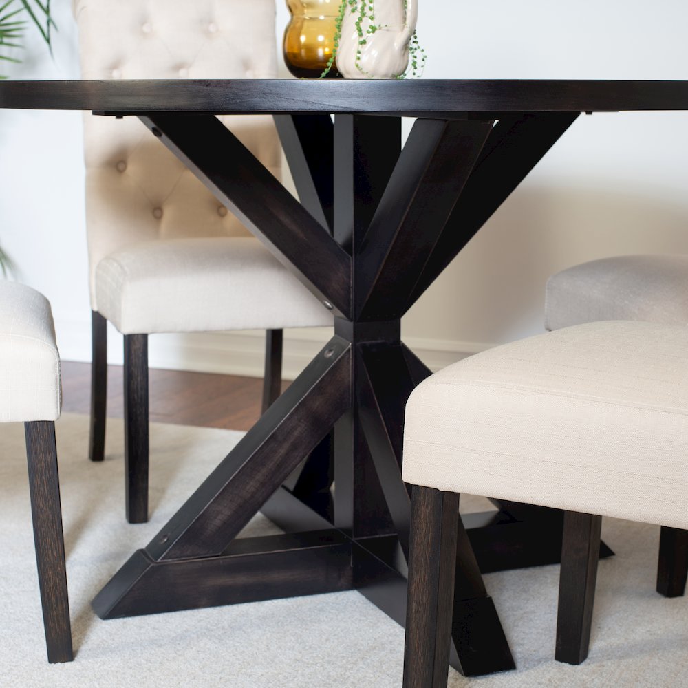 Nylander 5-Pc Dining Set, Cross-Buck Dining Table with 4 Stylish Chairs, Tan. Picture 6