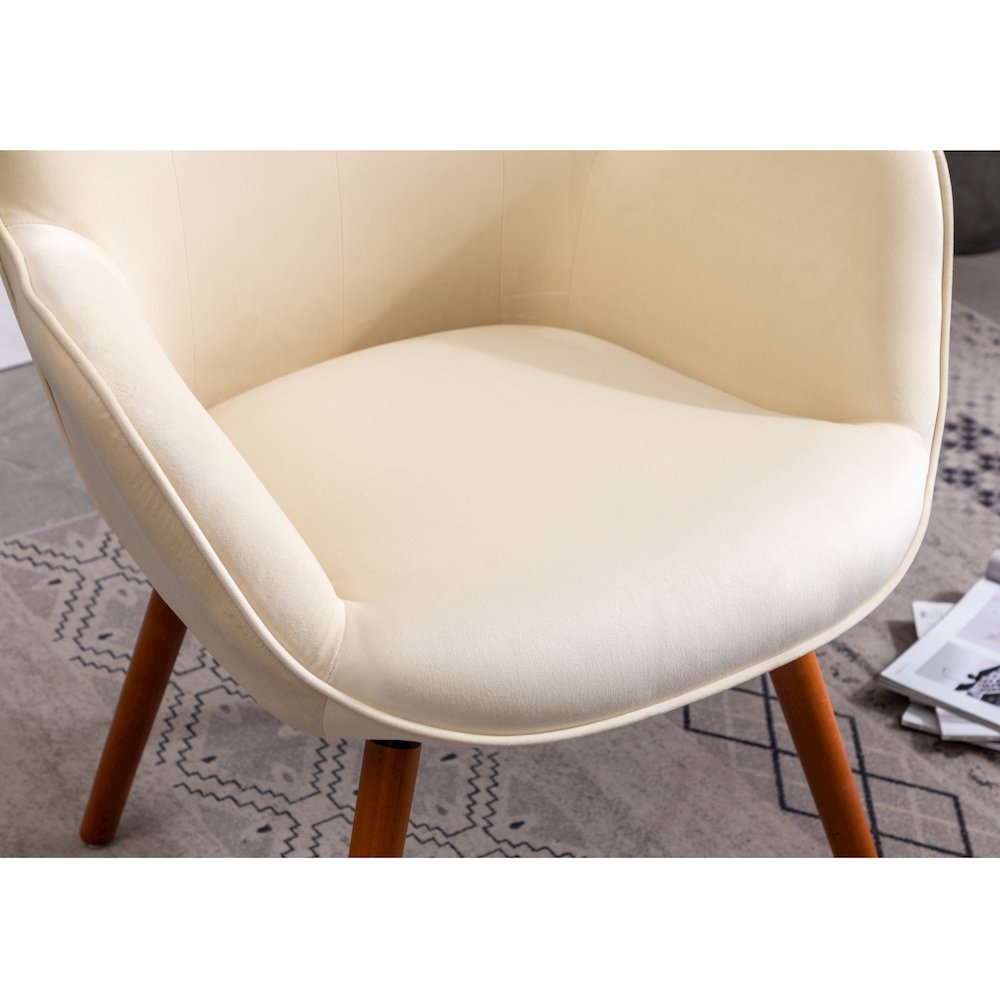 Doarnin Contemporary Silky Velvet Tufted Button Back Accent Chair, White. Picture 11