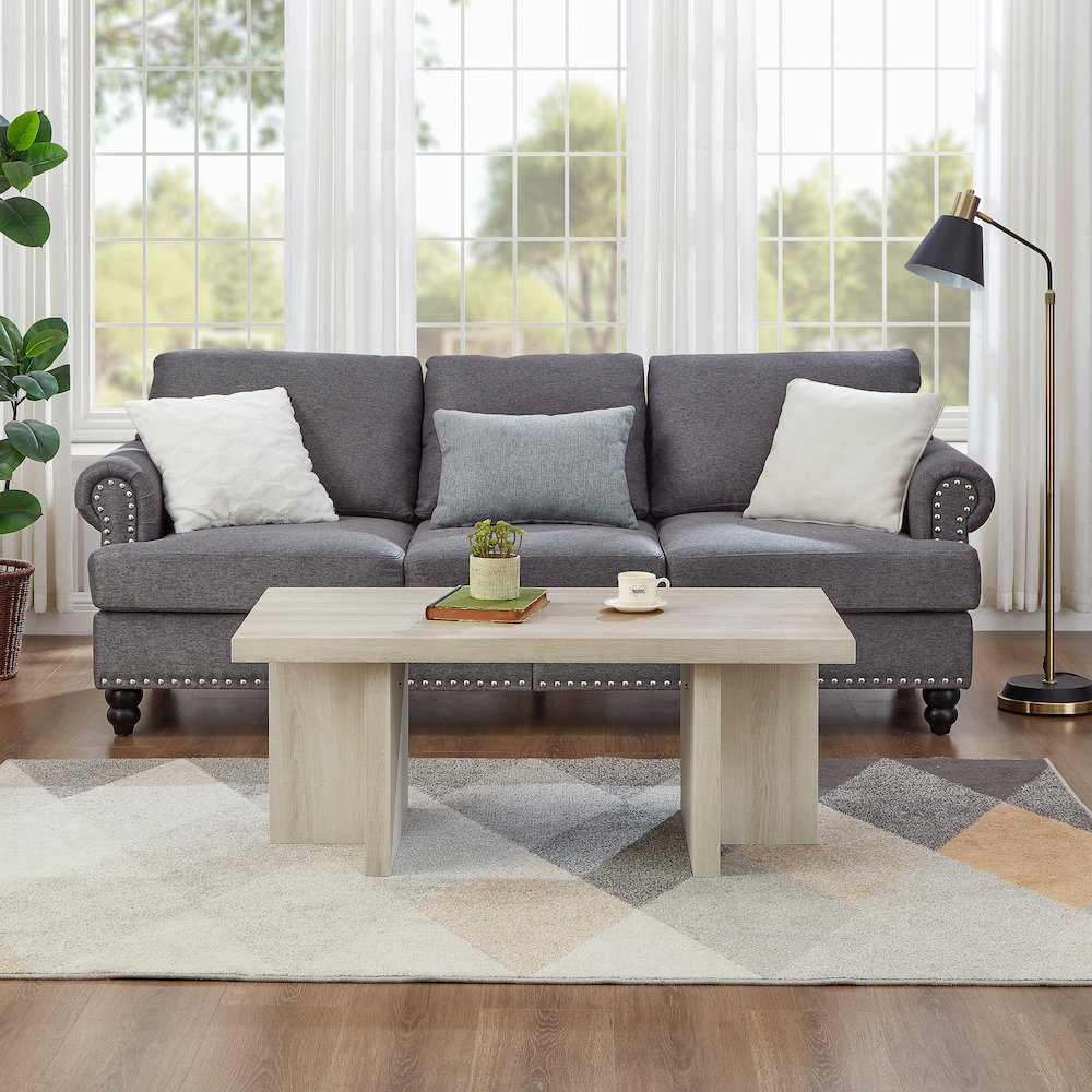 Mchome 3-Piece Coffee Table Set, Coffee Table and Two End Tables, White Finish. Picture 5