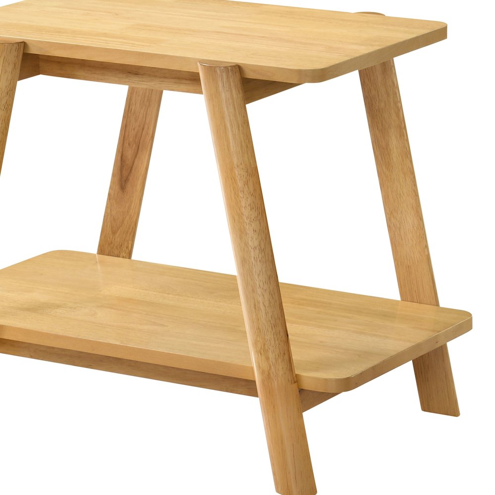 Metz Mid-Century Modern Wood Shelf End Table, Natural Oak Finish. Picture 4