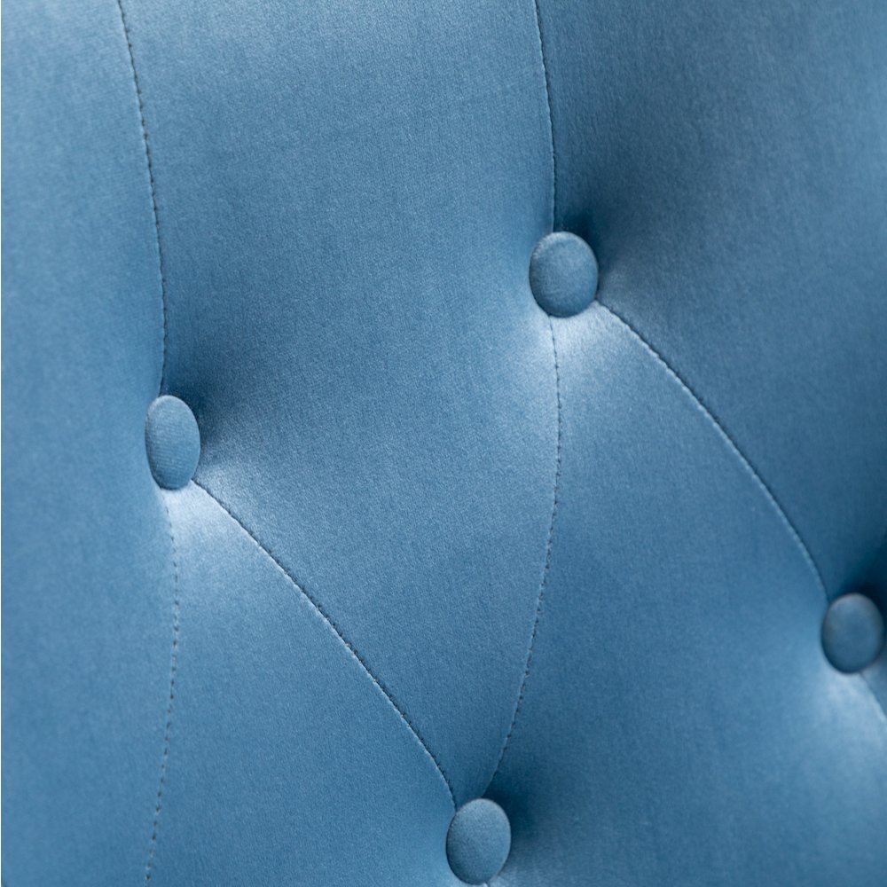Doarnin Contemporary Silky Velvet Tufted Button Back Accent Chair, Blue. Picture 13