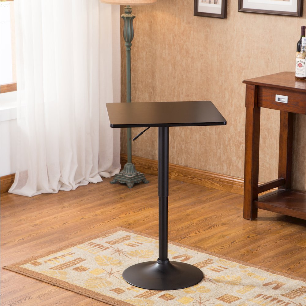Belham Square Adjustable Bar Table and 2 Swivel Adjustable Bar Stool, Black. Picture 6
