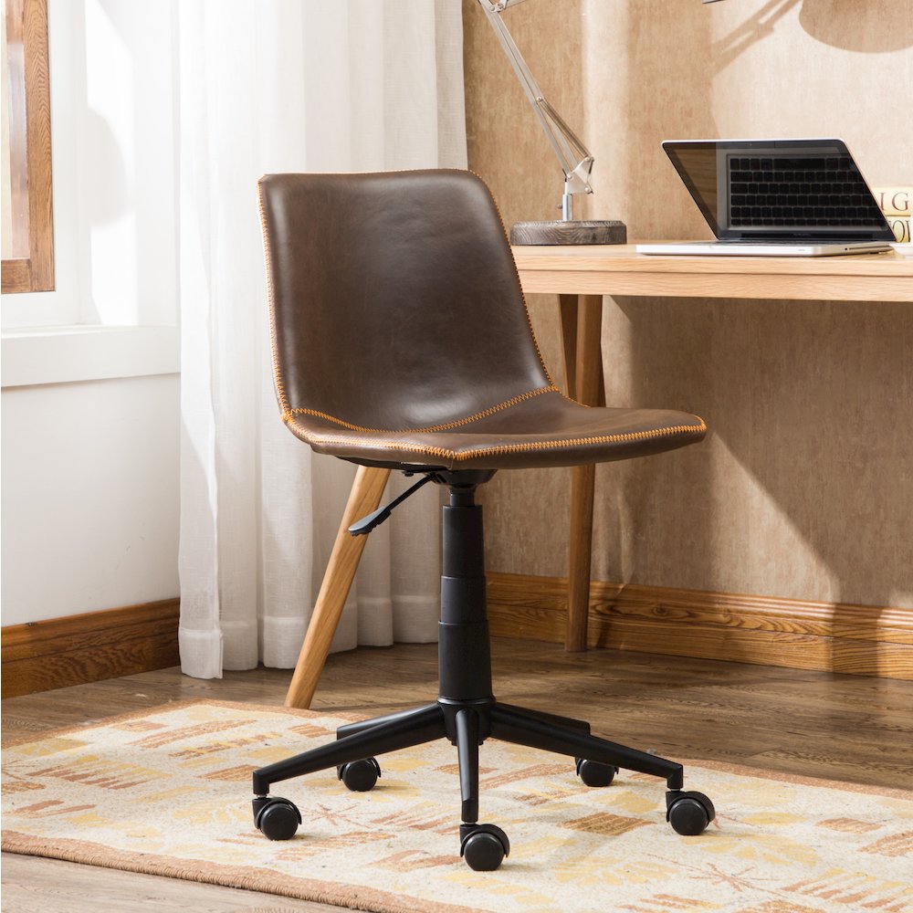 Cesena Faux Leather 360 Swivel Air Lift Office Chair, Antique Brown. Picture 4