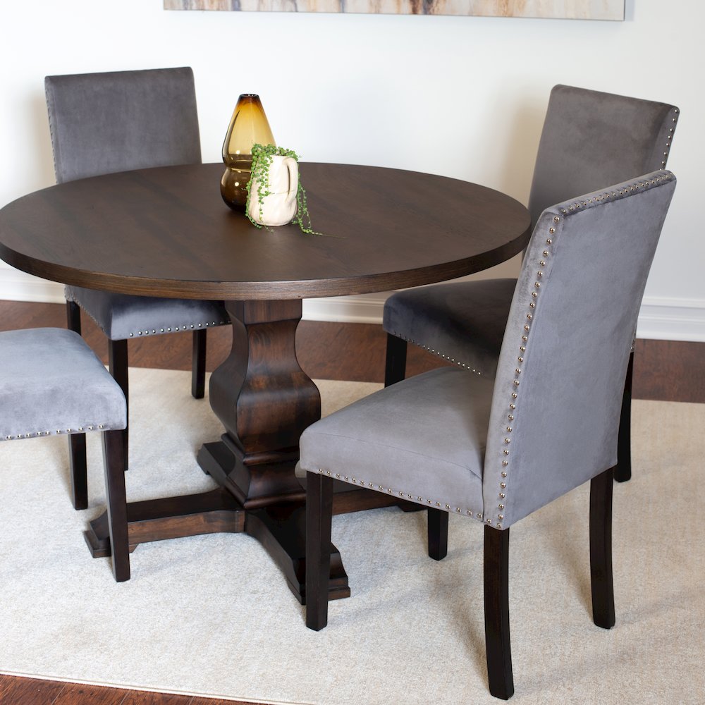 Fordsville 5-Pc Dining Set, Pedestal Round Table with 4 Stylish Chairs, Gray. Picture 4