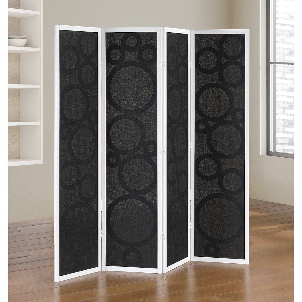 4-Panel Room Divider, Decorative Folding Freestanding Privacy Screen, White. Picture 3