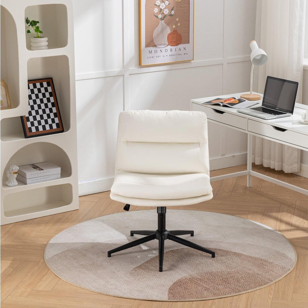 Bizerte Adjustable Swivel Criss Cross, Wide Seat Office or Vanity Chair, White. Picture 7