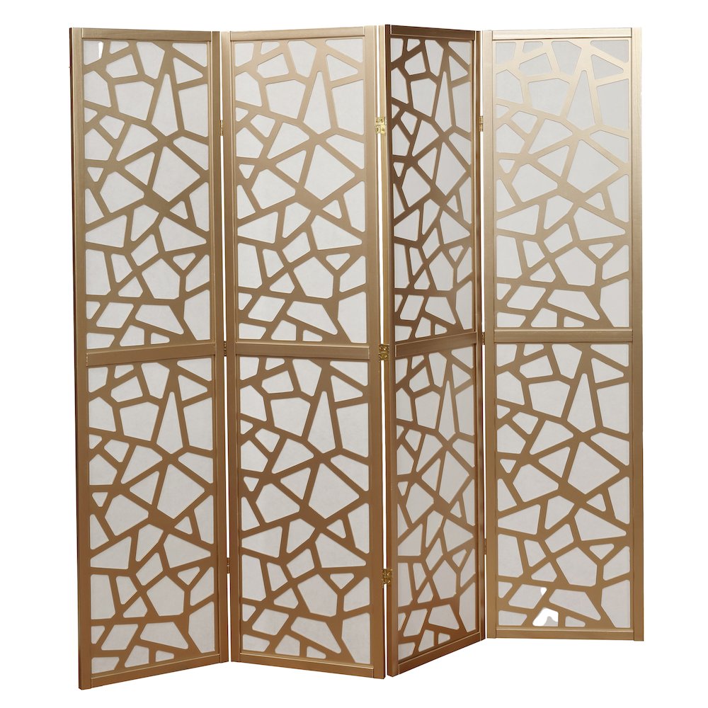 Giyano Gold 4 Panel Screen Room Divider. Picture 6