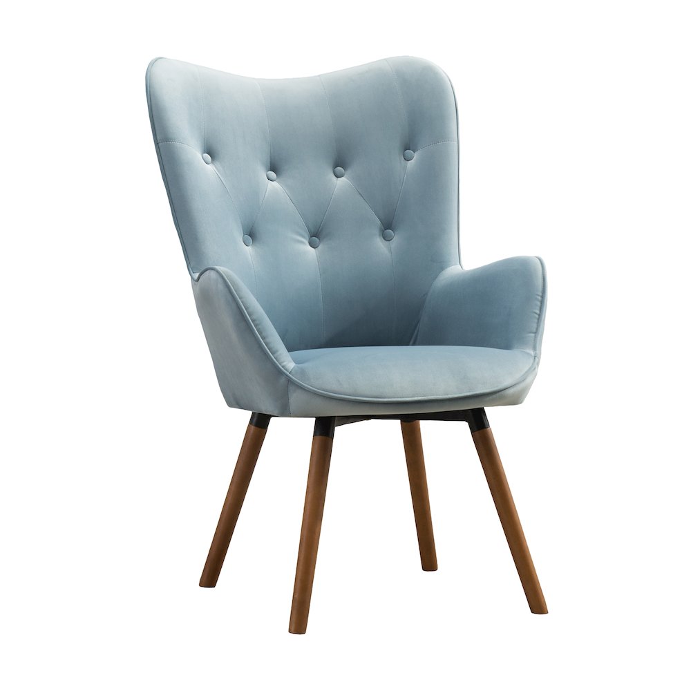 Doarnin Contemporary Silky Velvet Tufted Button Back Accent Chair, Blue. Picture 15