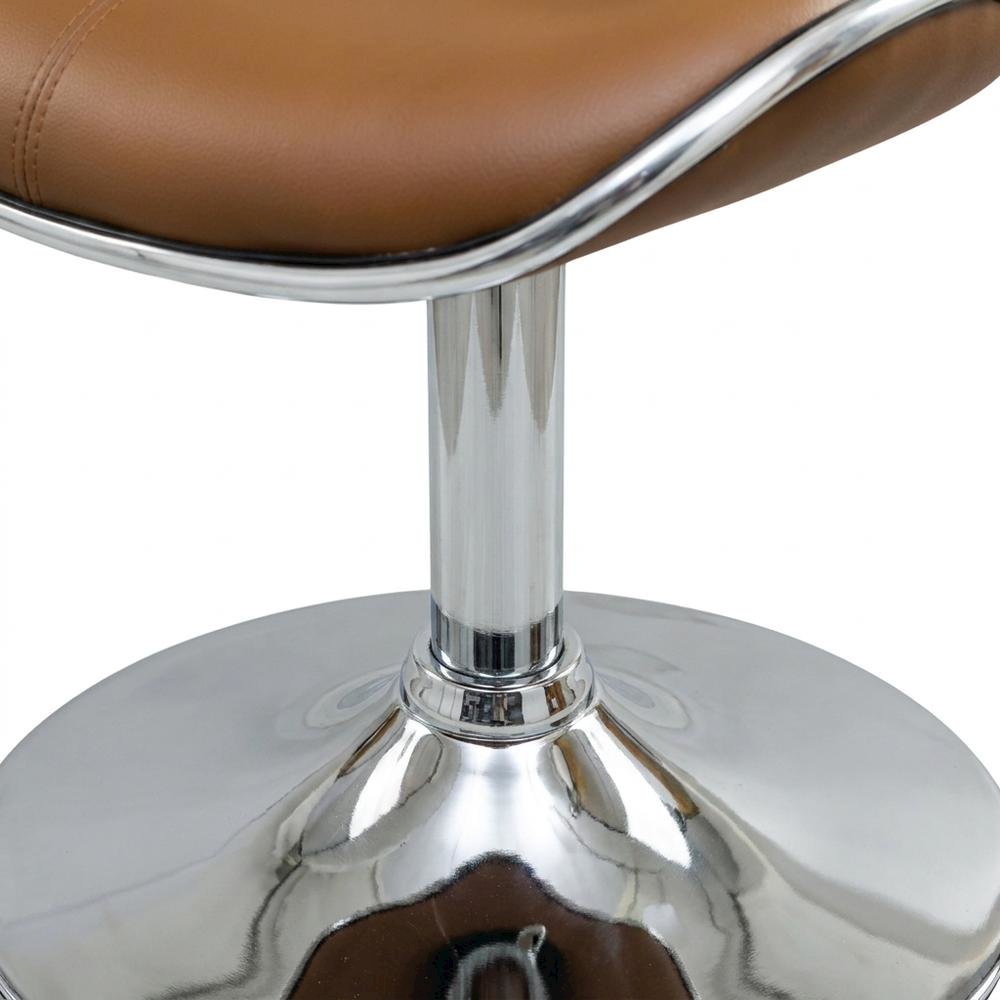 Caramel Leatherette Swivel Barstool Set with Chrome Base and Adjustable Height. Picture 7