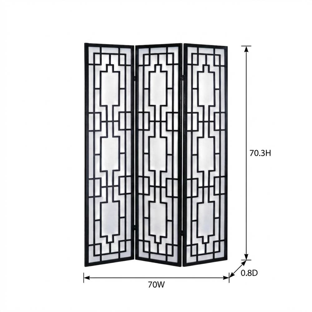 Natural 3-Panel Wood Folding Room Divider, Fabric, 70 Inch. Picture 7