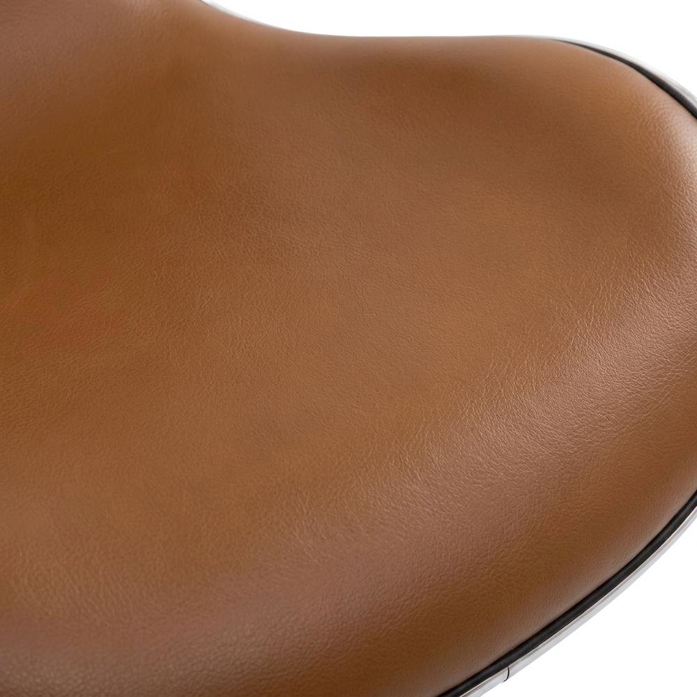 Caramel Leatherette Swivel Barstool Set with Chrome Base and Adjustable Height. Picture 8
