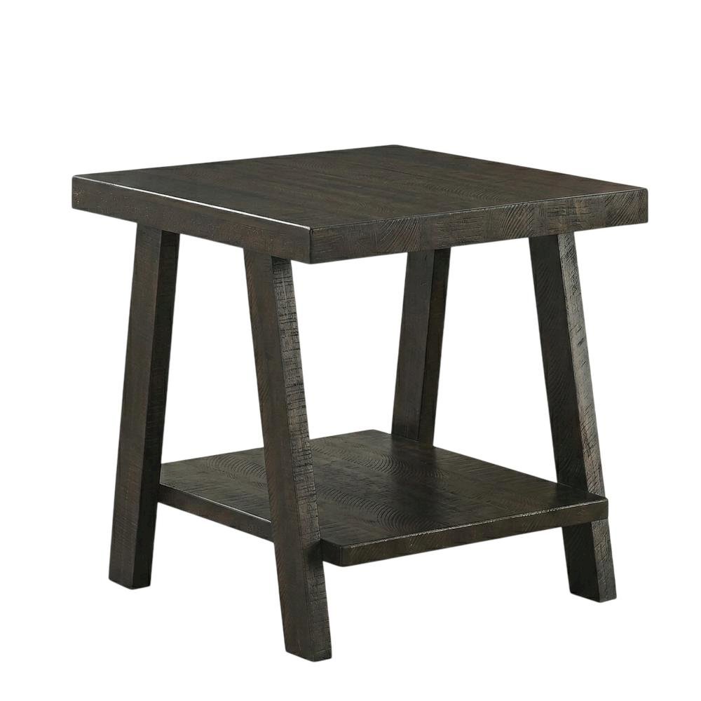 Brown, End Side Table, Open Shelf, Quality Build, Durable Wood Frame. Picture 1