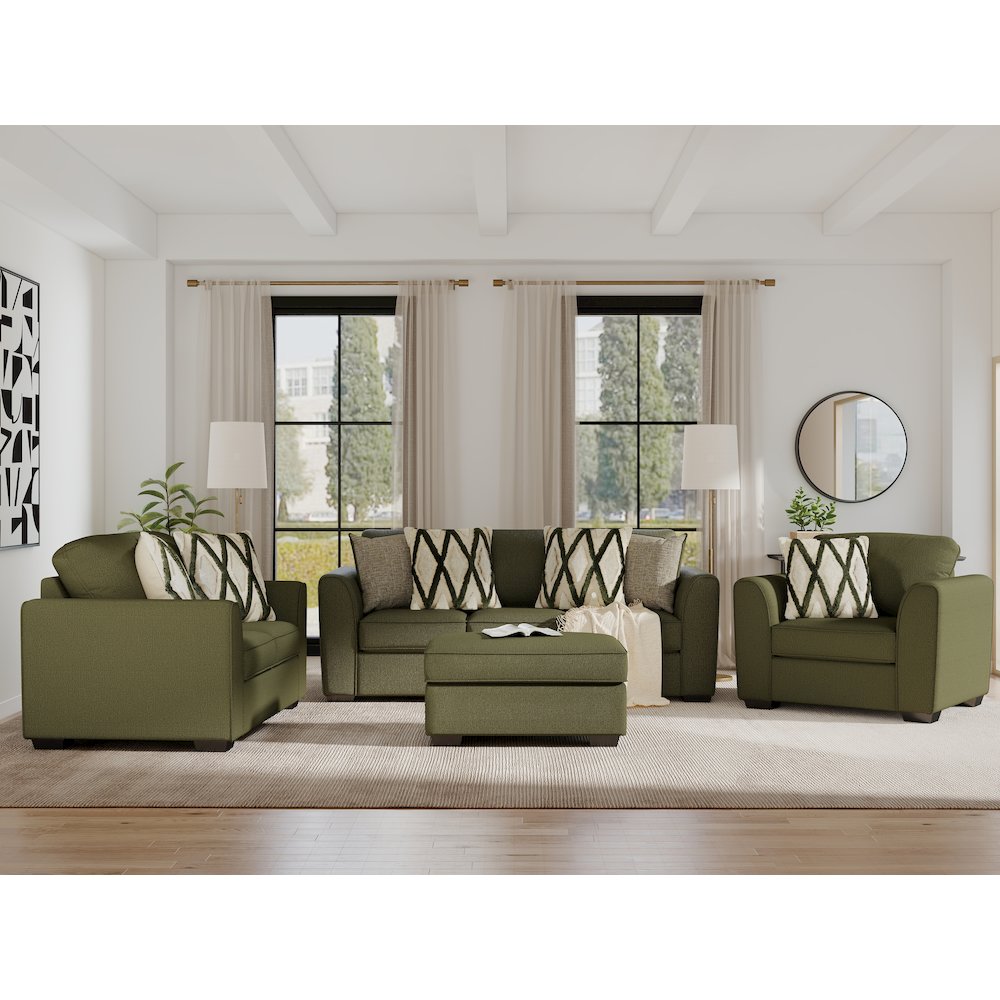 Marvella 4-PC Living Room Set, Sofa, Loveseat, Chair, Ottoman, Chenille. Picture 3