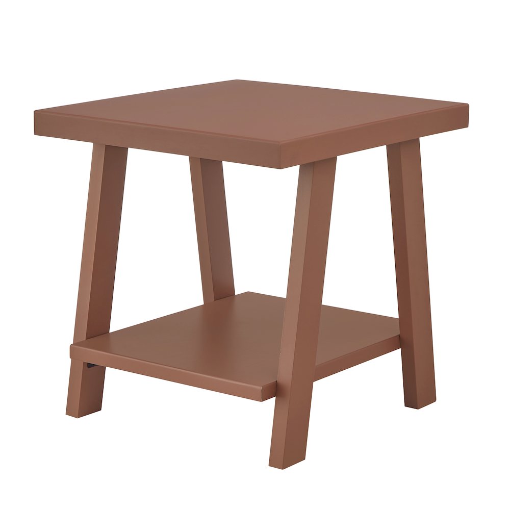 Athens Contemporary Wood Shelf End Table in Red. Picture 1