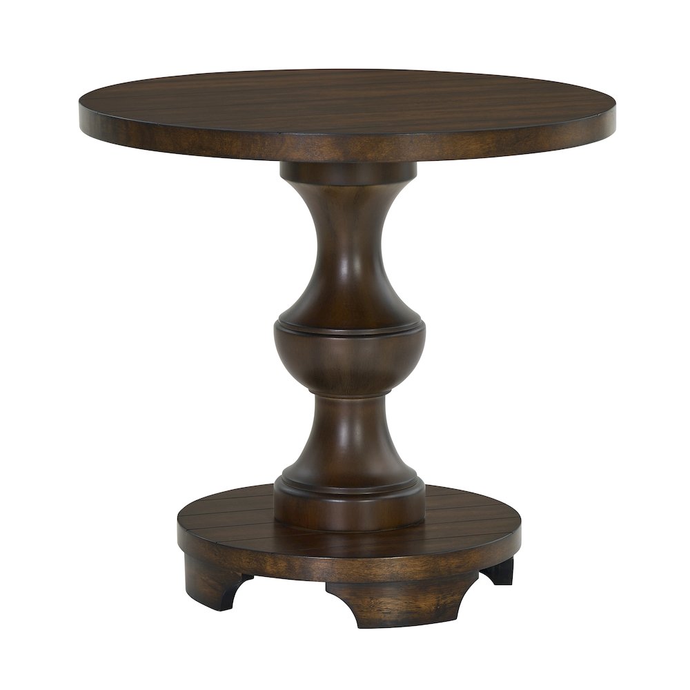 Caesar Traditional Round Pedestal End Table, Espresso. Picture 1