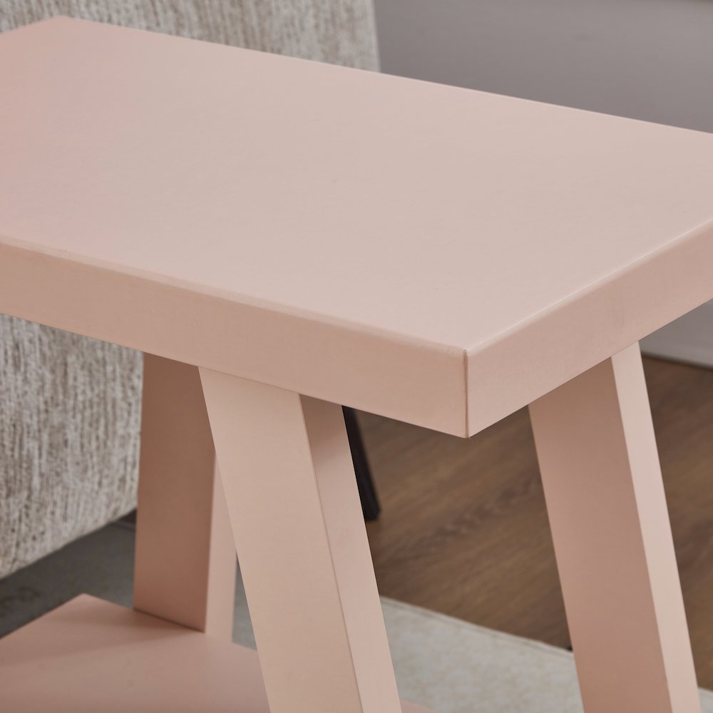 Athens Contemporary Wood Shelf Side Table in Pink. Picture 5