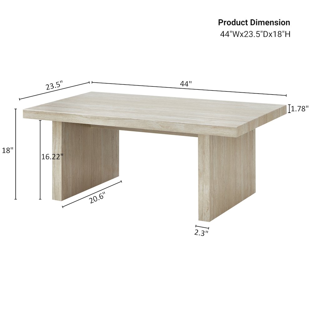 Cavira Modern Faux Marble Living Room Coffee Table, Beige. Picture 11