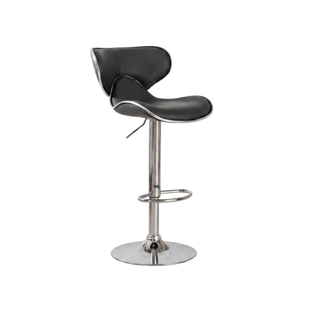 Gray Leatherette Adjustable Swivel Barstool with Chrome Base, Set of 2. Picture 3
