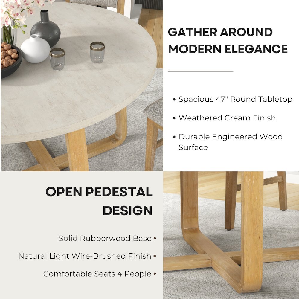 Arden 47" Round Wood Dining Table. Picture 7