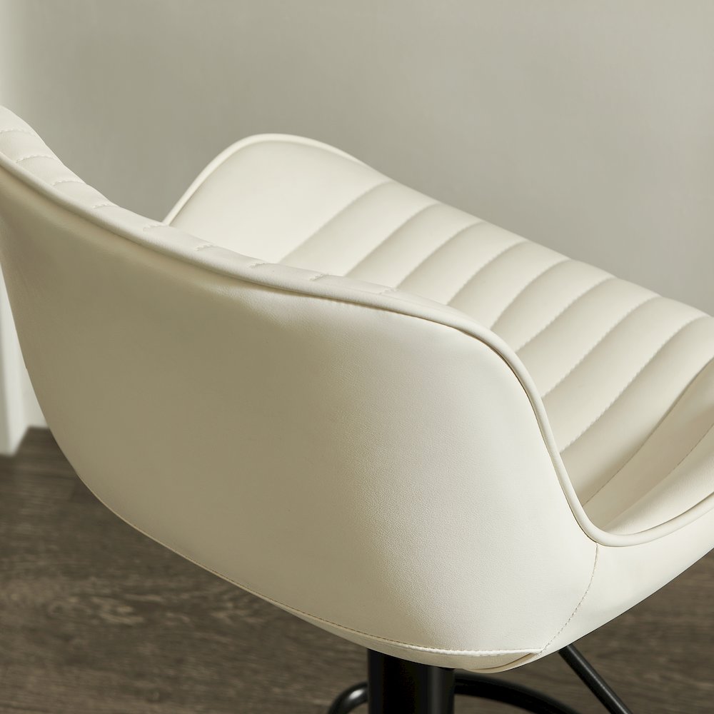 Kovyn Contemporary Adjustable Barstool with Faux Leather Swivel Seats, Set of 2. Picture 9