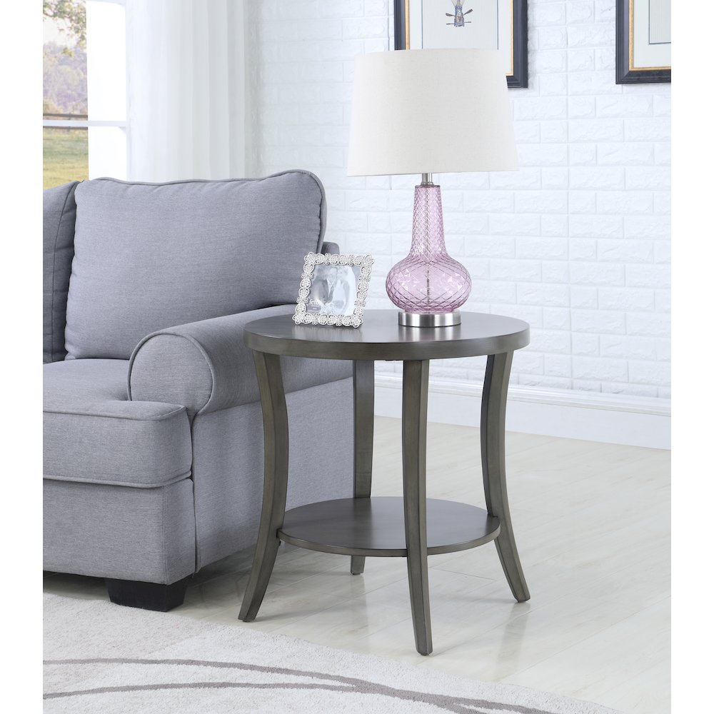 Perth Contemporary Oval Shelf End Table, Gray. Picture 6