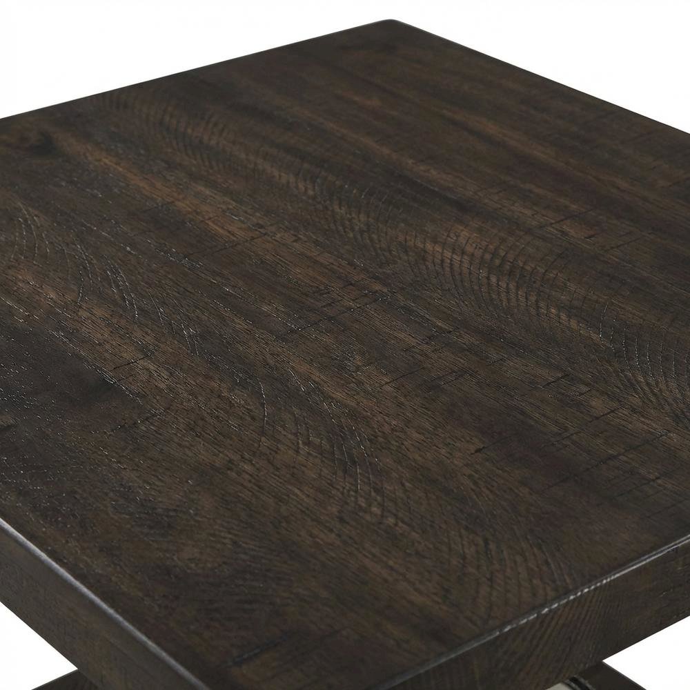 Brown, End Side Table, Open Shelf, Quality Build, Durable Wood Frame. Picture 6
