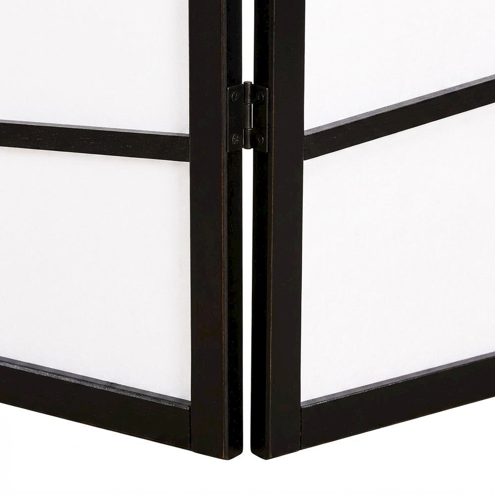 Black 3-Panel Wood Folding Room Divider, Fabric, 71 Inch. Picture 5