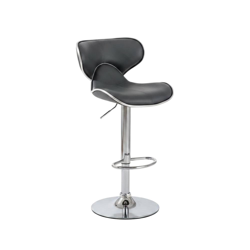 Gray Leatherette Adjustable Swivel Barstool with Chrome Base, Set of 2. Picture 4