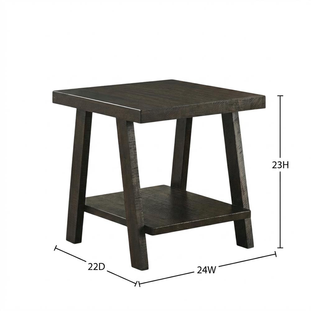 Brown, End Side Table, Open Shelf, Quality Build, Durable Wood Frame. Picture 7