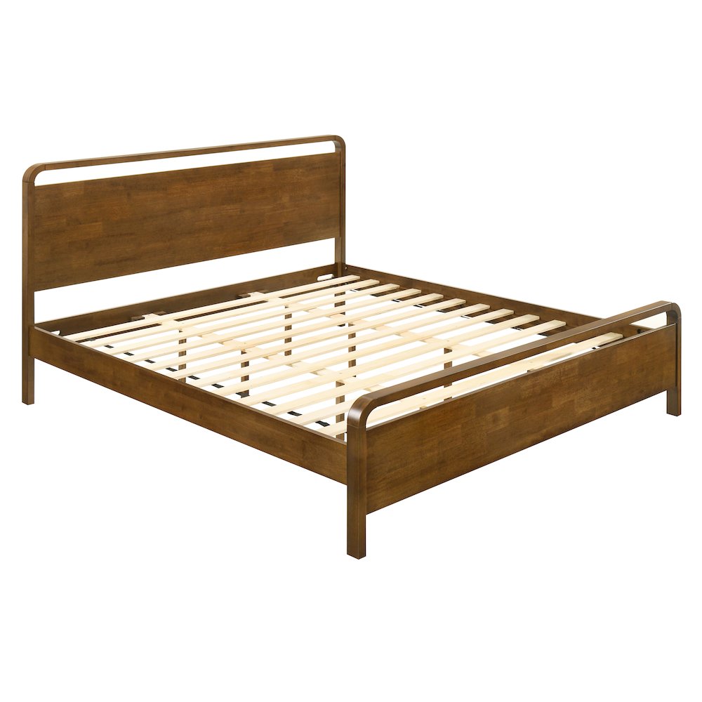 Eldren Wood Platform Bed in Walnut Finish, King. Picture 10