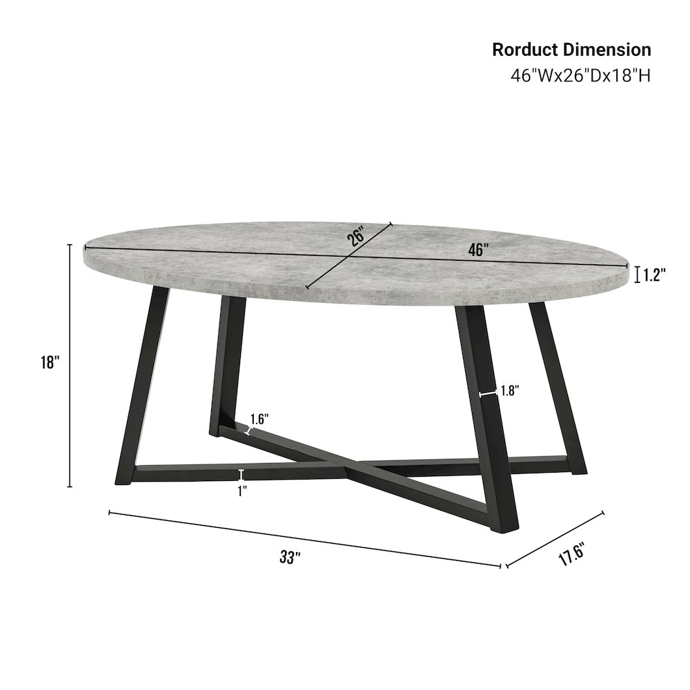 Modern Harmony 3-Piece Wood Oval Coffee Table Set, Gray. Picture 14