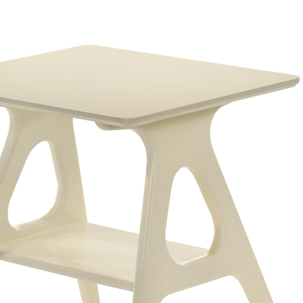 Arona Mid-Century Modern Wood Shelf End Table, Off-White Finish. Picture 6