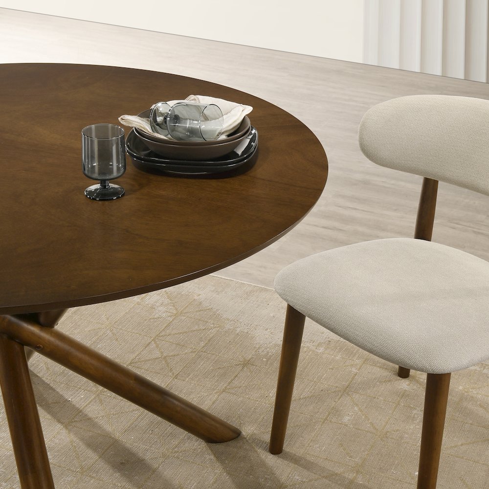 Arnott 5-Piece Dining Set, Round Dining Table, 4 Stylish Chairs, Walnut Finish. Picture 11