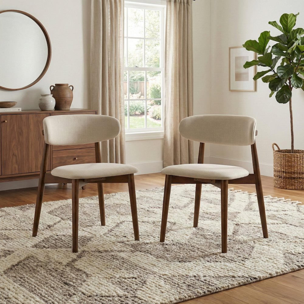Arnott 5-Piece Dining Set, Round Dining Table, 4 Stylish Chairs, Walnut Finish. Picture 10