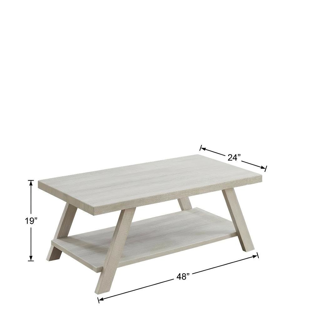 White Wood Shelf Coffee Table with Storage and Modern Design. Picture 4