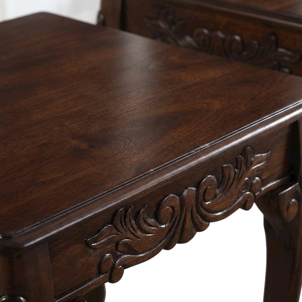 Dark Cherry Finish Wood End Table with Elegant Style. Picture 6