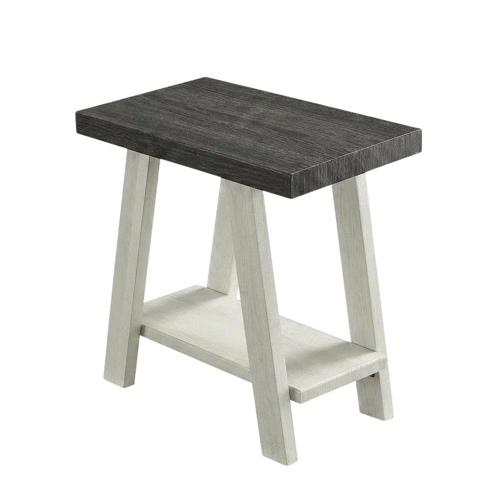Grey, Side Table, Open Shelf, Quality Build, Durable Wood Frame. Picture 4