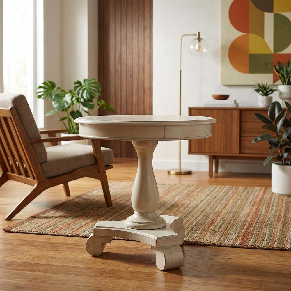 White, Pedestal Table, Pedestal Base, Quality Build. Picture 2