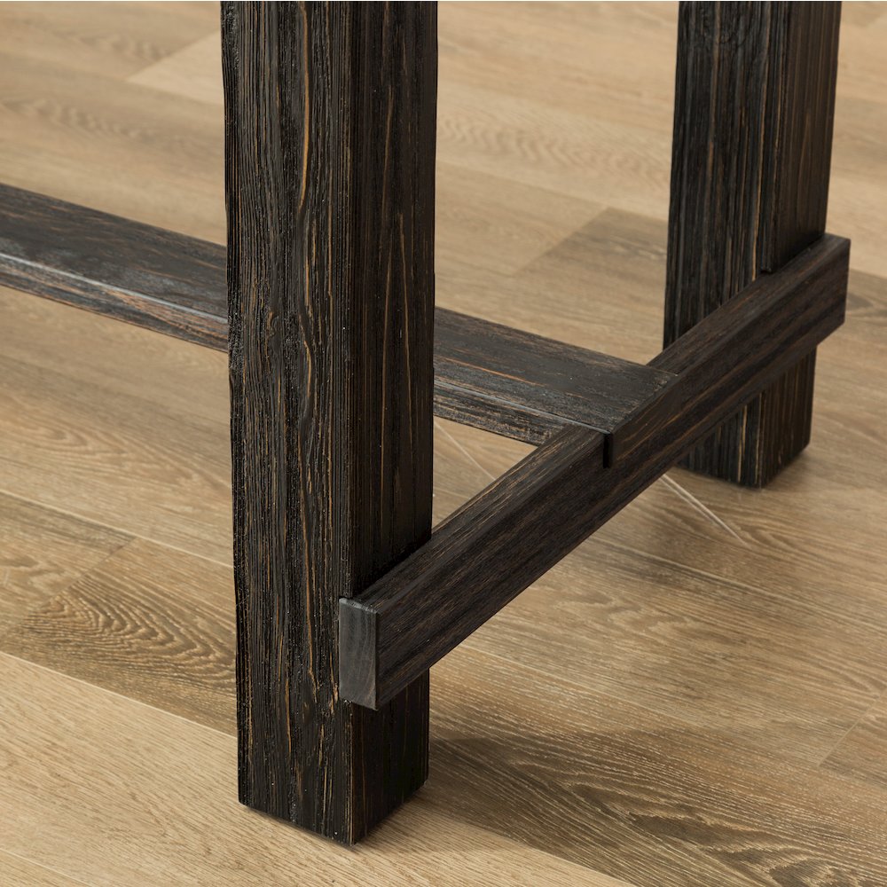 Leviton Antique Black Finished Wood 5-Pc Pub Set, Table with 4 Bar Stools, Tan. Picture 5