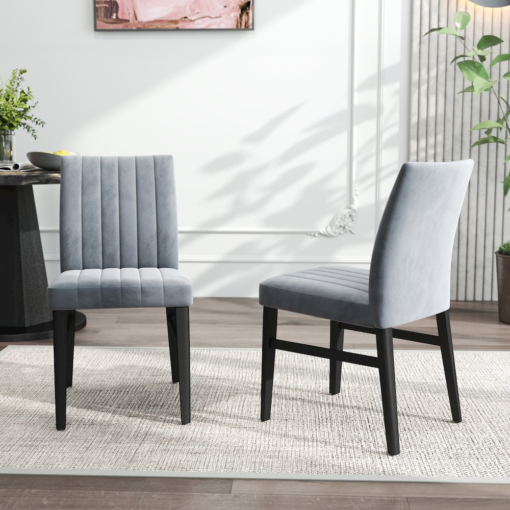 5-Piece Dining Set, Black and Gold Faux Marble Dining Table Four Chairs, Gray. Picture 12