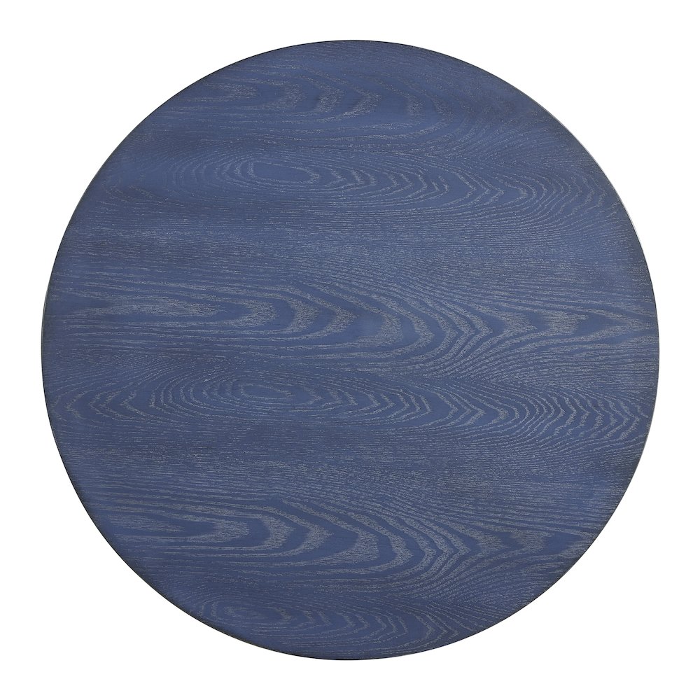 Solmere 22" Round Wood Pedestal End Table, Blue. Picture 6