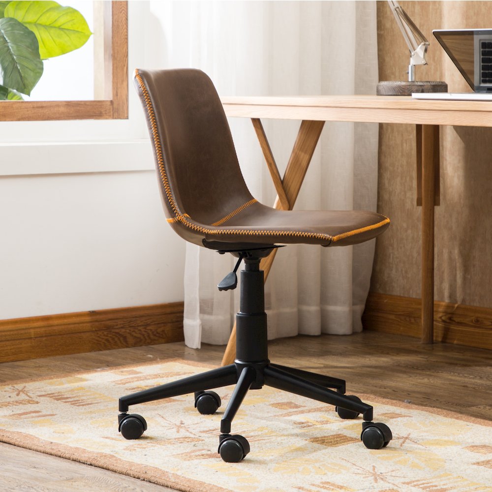 Cesena Faux Leather 360 Swivel Air Lift Office Chair, Antique Brown. Picture 5