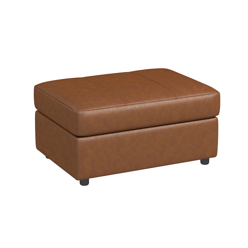 Sakan Leather Upholstered Ottoman, Caramel. Picture 7