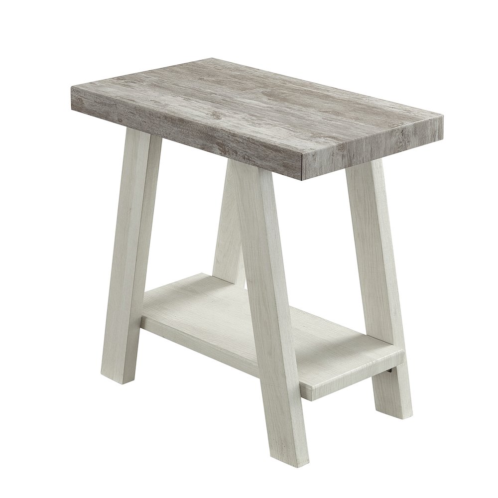 Ethens Contemporary Two-Tone Wood Shelf Side Table in Weathered Gray and Beige. Picture 1
