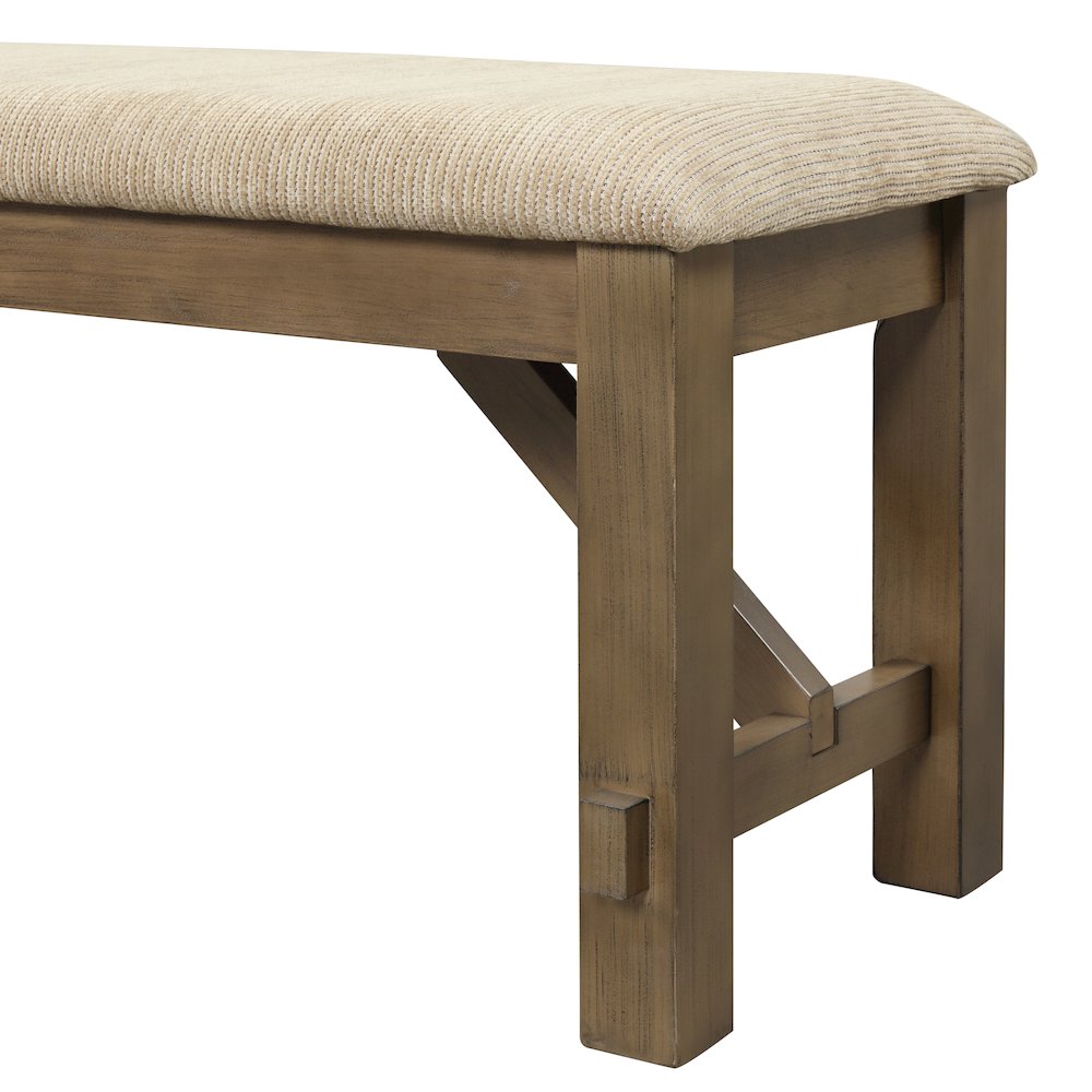 Raven Wood Fabric Upholstered Dining Bench. Picture 4