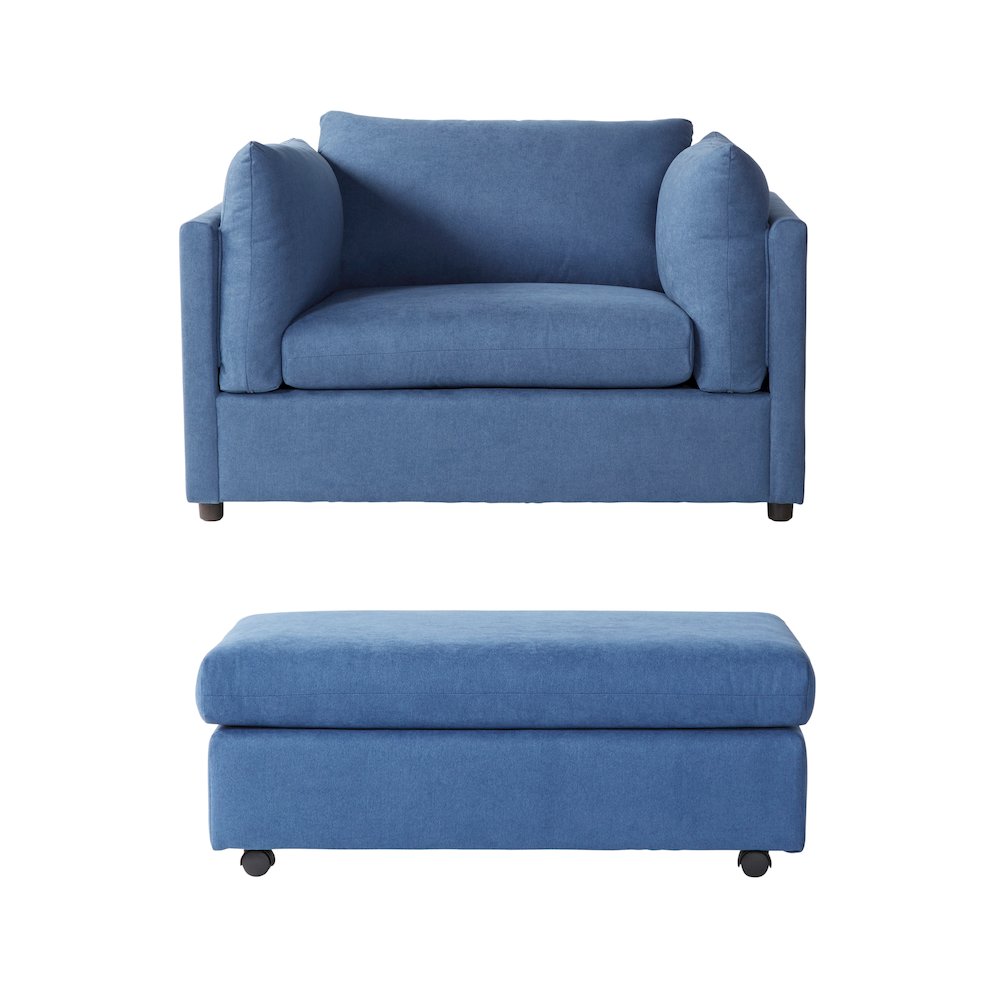 Enda Oversized Living Room Pillow Back Cuddler Arm Chair with Ottoman. Picture 1
